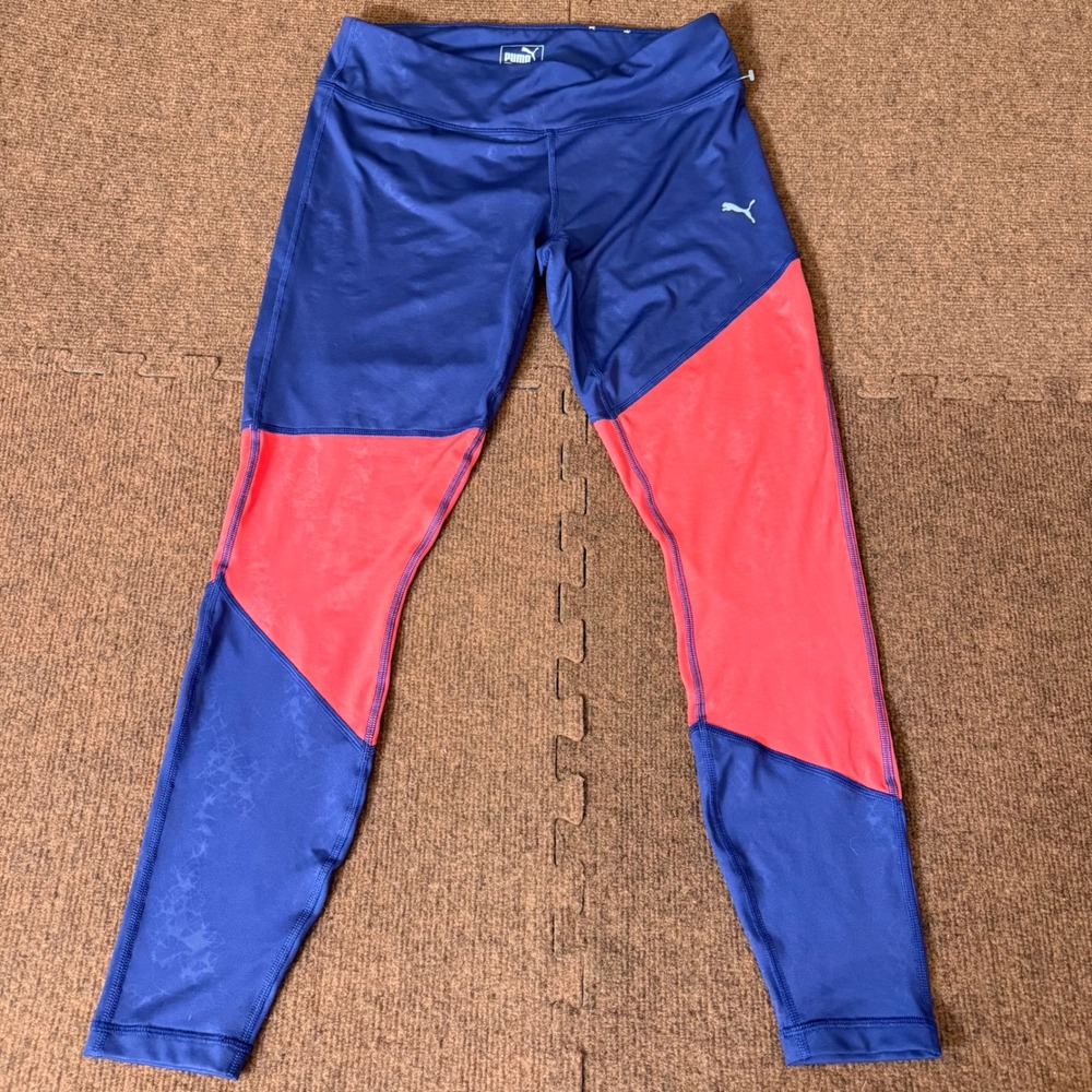 Puma DryCell Womens Colorblock Leggings Navy Blue Coral Pink XL Performance gym